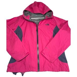The North Face Women's‎ Medium Pink Gray Rain Jacket HyVent Waterproof Hooded